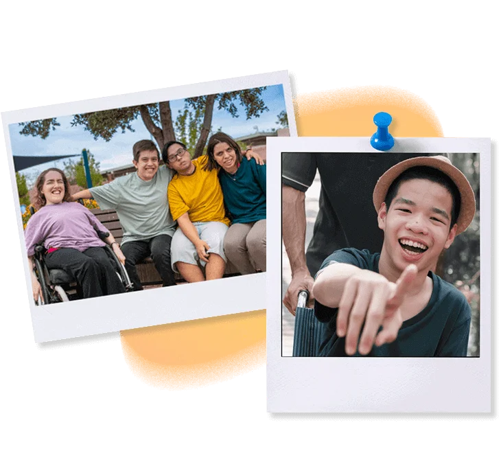 friends with disabilities smiling